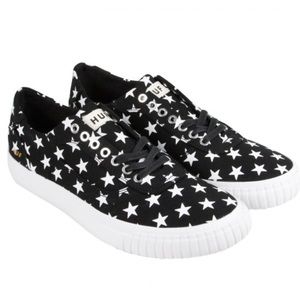 HUF black & White stars canvas lace up shoes men’s size‎ 8 women’s size 9…